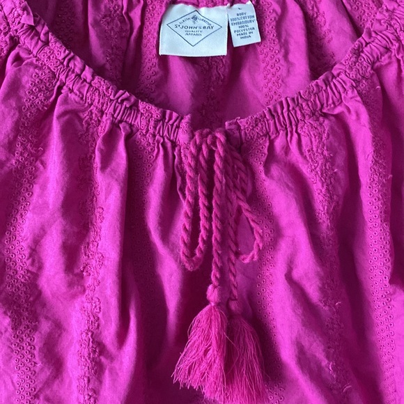 St. John’s Bay Pink Top with Front Keyhole/Tie Short Sleeve Size Large 💯 Cotton - Picture 2 of 6